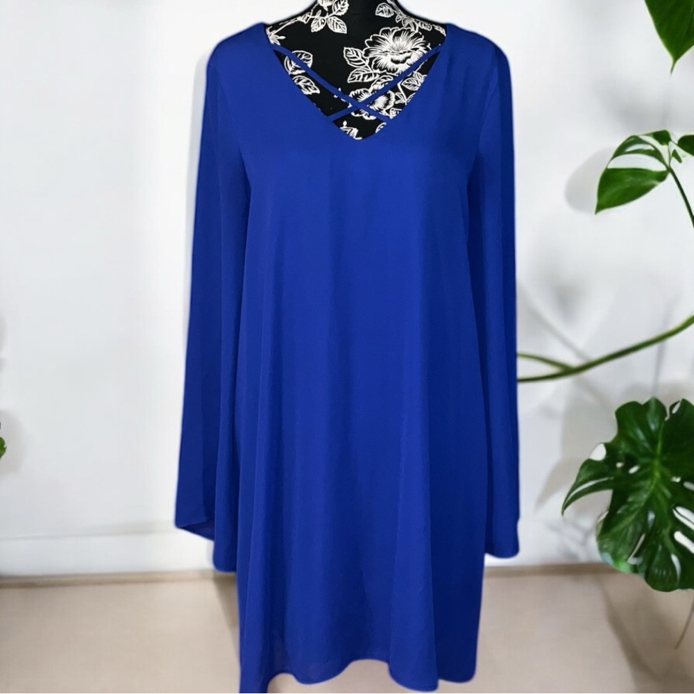 AUW Royal Blue Cross Front Midi Dress